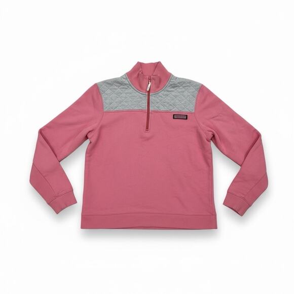 VINEYARD VINES Pink 1/4 Zip Pullover Sweatshirt Med. Preppy Quilted Shep Shirt - Picture 2 of 5